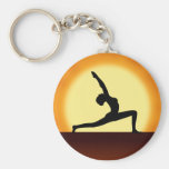 Yoga Silhouette Sunririse Standard Round Keychains