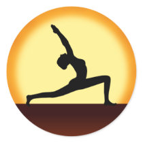 Yoga Sunrise Silhouette Round Stickers
