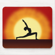 Yoga Sunrise Woman Posing Silhouette Mousepad