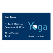 Yoga with Yin Yang in blue Business Card Templates