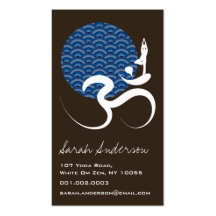 Yoga Zen Blue Sun Ohm Om Asian Calligraphy Custom Business Card