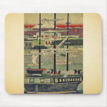 Yokohama jetty Ukiyoe Mousepad