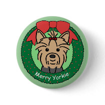 Yorkie Christmas Pinback Button