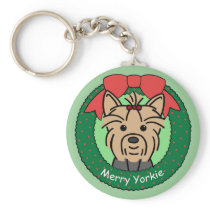 Yorkie Christmas Keychain