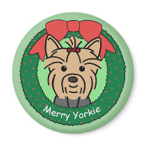 Yorkie Christmas Magnet
