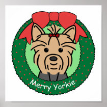 Yorkie Christmas Print