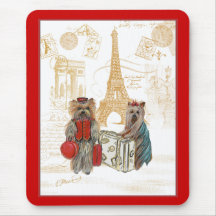 Yorkie Eiffel Tower Paris Mouse Pad