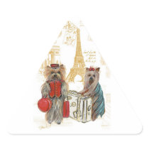 Yorkie Eiffel Tower Paris Triangle Stickers