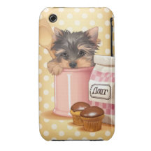 Yorkie et petits gâteaux de chocolat coques iPhone 3 Case-Mate