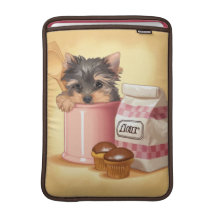 Yorkie et petits gâteaux de chocolat poches macbook