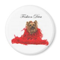 Yorkie Fashion Diva Fridge Magnet