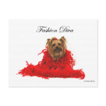 Yorkie Fashion Diva Postcard