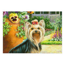 Yorkie in the Garden Business Card Templates