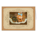 Yorkie Mama & Puppy Portrait Greeting Card