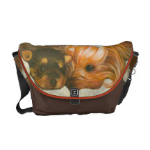 Yorkie Mama & Puppy Portrait Painting Commuter Bag