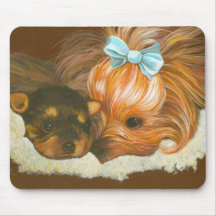 Yorkie Mama with Puppy Mousepad