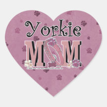 Yorkie MOM Heart Stickers
