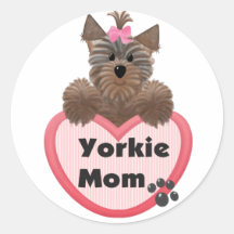 Yorkie Mom Round Sticker