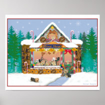 Yorkie Treat Shop Christmas Art Print