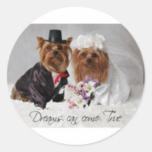 Yorkie Wedding Dreams Can Come True Round Sticker