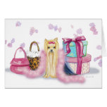 Yorkie with Feather Boa Greeting C... - Customized Greeting Cards