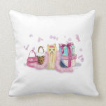 Yorkie Yorkshire Pink Feathers & Hatboxes Pillows