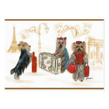 Yorkies Travelling Paris Business Card