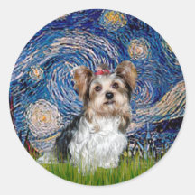 Yorkshire Terrier (Biewer) - Starry Night Round Sticker