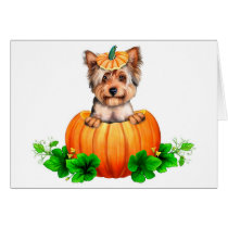 Yorkshire Terrier Halloween Jack-O-Lantern cards