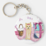 Yorkshire Terrier Pink Feather Boa Key Chain