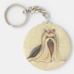 Yorkshire Terrier Portrait in Beige w Script Key Chains