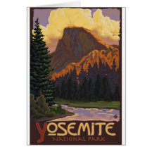 Yosemite National Park - Half Dome Travel Poster Card