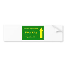 You Are Approaching Bitch City Bumper Stickers