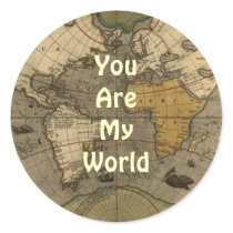 You Are My World Romantic Olde World Map Stickers