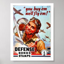 You Buy 'Em We'll Fly 'Em! Defence Bond Stamps Poster