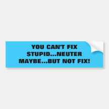 YOU CAN'T FIX STUPID...NEUTER MAYBE...BUT NOT FIX! BUMPER STICKERS