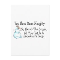You Have Been Naughty Snowmans Poop Postcard