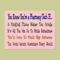 You Know You're a PHARMACY TECH IF... postcards