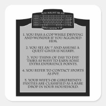 You Might Be An MMO Addict Warning List Sticker