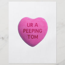 You’re a Peeping Tom Pink Candy Heart Custom Flyer