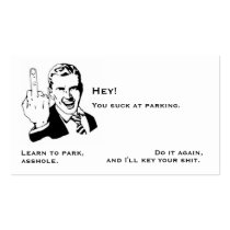 You suck at parking note card business cards