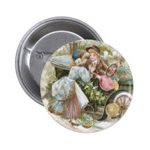Young Couple and Vintage Cabriolet Christmas Pin