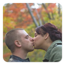 Young Couple Kissing Square Stickers