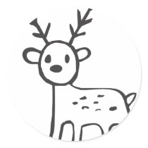 Young Deer in Black and White Sketch Sticker