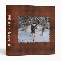 Young Deer In Winter 3 Ring Binders