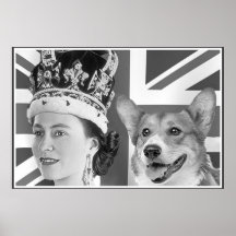 Young Elizabeth II and her Corgi Print