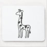 Young Giraffe in Black and White Sketch Mousepads