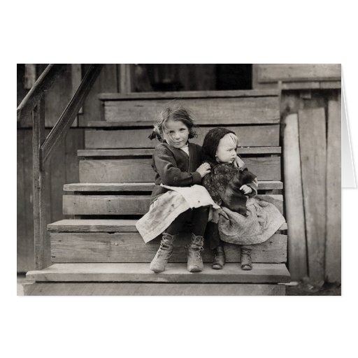 Young Girl Caring for her Sister, 1911 Cards