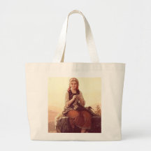 Young Girl Knitting Tote Bags