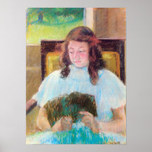 Young girl reading by Mary Stevenson Cassatt Posters